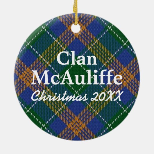 Clan McAuliffe Irish Tartan Keramisch Ornament (Achterkant)