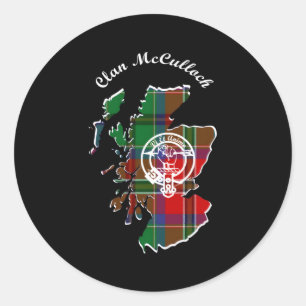 Clan McCulloch Achternaam Schotse Tan Kaart Ronde Sticker