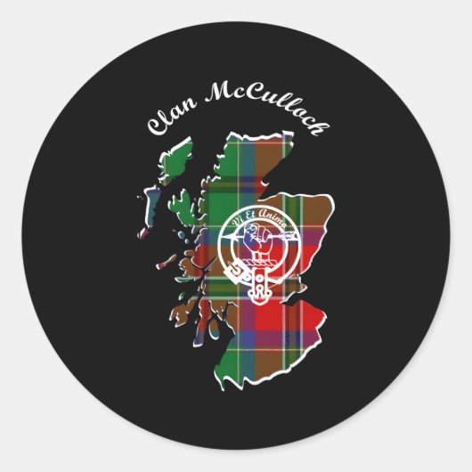 Clan McCulloch Achternaam Schotse Tan Kaart Ronde Sticker (Voorkant)