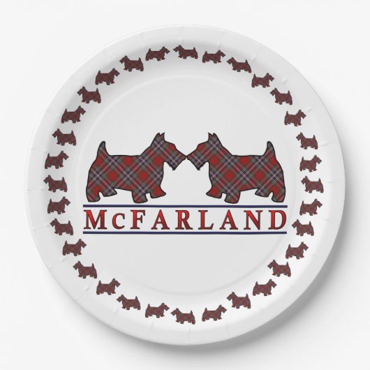 Clan McFarland MacFarlane Tartan Scottie Dogs Papieren Bordje (Voorkant)