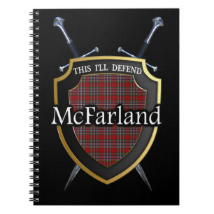 Clan McFarland MacFarlane Tartan Shield & Swords Notitieboek