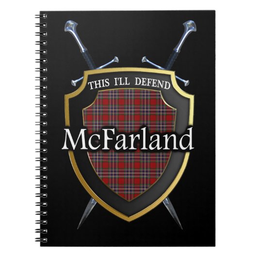 Clan McFarland MacFarlane Tartan Shield & Swords Notitieboek (Voorkant)