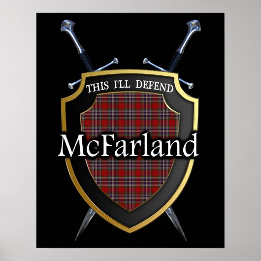 Clan McFarland Tartan Scottish Shield & Swords Poster (Voorkant)