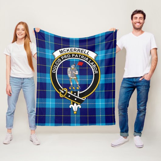 Clan McKerrell Blue Tartan Pset Fleece Deken (In situ)