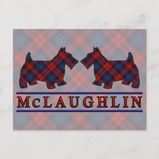 Clan McLaughlin MacLachlan Tartan Scottie Dogs Briefkaart (Voorkant)