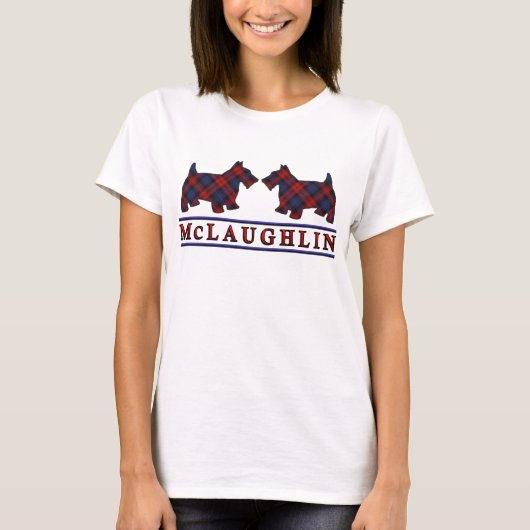 Clan McLaughlin MacLachlan Tartan Scottie Dogs T-shirt (Voorkant)