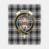 Clan Menzies Black & White Modern Tartan Pset Fleece Deken (Voorkant)
