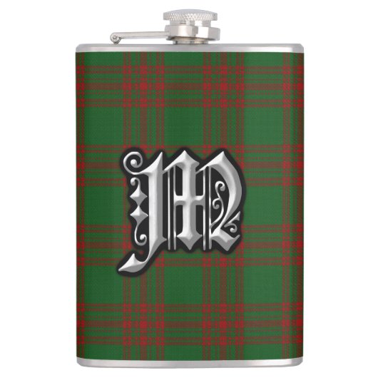 Clan Menzies Green Red Tartan Old Scotland Flask Heupfles (Voorkant)