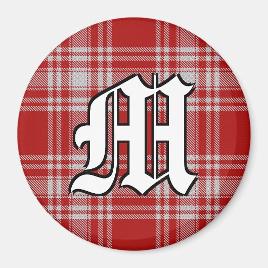 Clan Menzies Red en White Tartan Pset Accents Magneet (Voorkant)