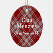 Clan Menzies Scottish Red White Tartan Keramisch Ornament (Rechts)