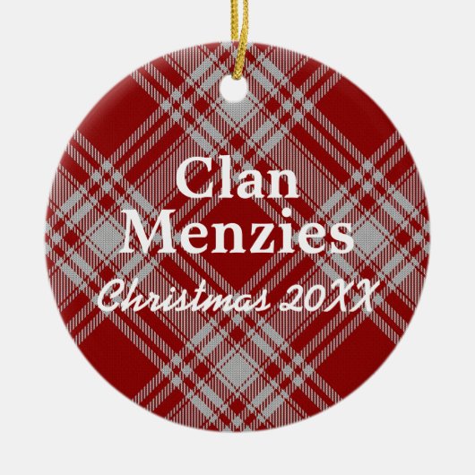 Clan Menzies Scottish Red White Tartan Keramisch Ornament (Voorkant)