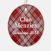 Clan Menzies Scottish Red White Tartan Keramisch Ornament (Links)