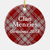 Clan Menzies Scottish Red White Tartan Keramisch Ornament (Achterkant)