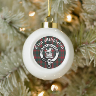 Clan Middleton Crest Badge en tartan Keramische Bal Ornament