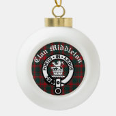 Clan Middleton Crest Badge en Tartan Keramische Bal Ornament (Voorkant)