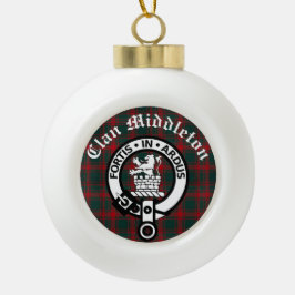 Clan Middleton Crest Badge en Tartan Keramische Bal Ornament
