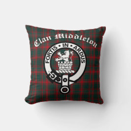 Clan Middleton Crest Badge en Tartan Kussen