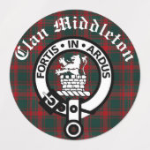 Clan Middleton Crest Badge en Tartan Labels (Design 2)