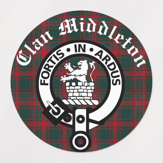 Clan Middleton Crest Badge en Tartan Labels (Design 2)