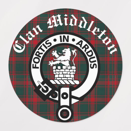 Clan Middleton Crest Badge en Tartan Labels (Design 1)