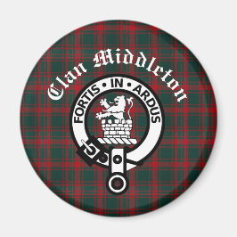 Clan Middleton Crest Badge en Tartan Magneet