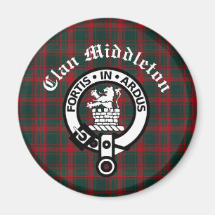 Clan Middleton Crest Badge en Tartan  Magneet