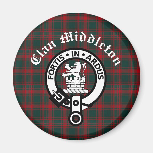 Clan Middleton Crest Badge en Tartan Magneet (Voorkant)