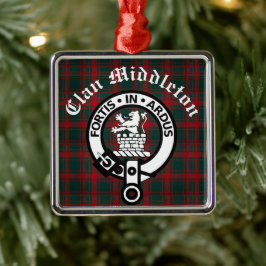 Clan Middleton Crest Badge en Tartan Metalen Ornament