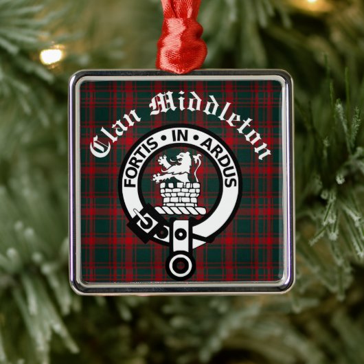 Clan Middleton Crest Badge en Tartan Metalen Ornament (Boom)