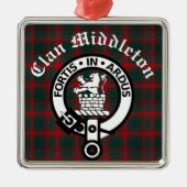 Clan Middleton Crest Badge en Tartan Metalen Ornament (Voorkant)