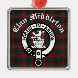 Clan Middleton Crest Badge en Tartan Metalen Ornament