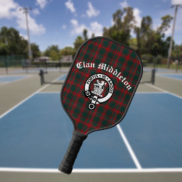 Clan Middleton Crest Badge en Tartan Pickleball Paddle