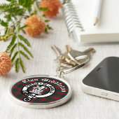 Clan Middleton Crest Badge en Tartan Sleutelhanger (Zijkant)