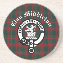 Clan Middleton Crest Badge en Tartan Zandsteen Onderzetter