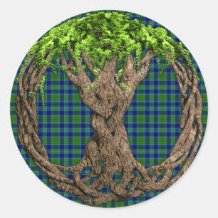 Clan Miller Tartan en Keltische Levensboom Ronde Sticker