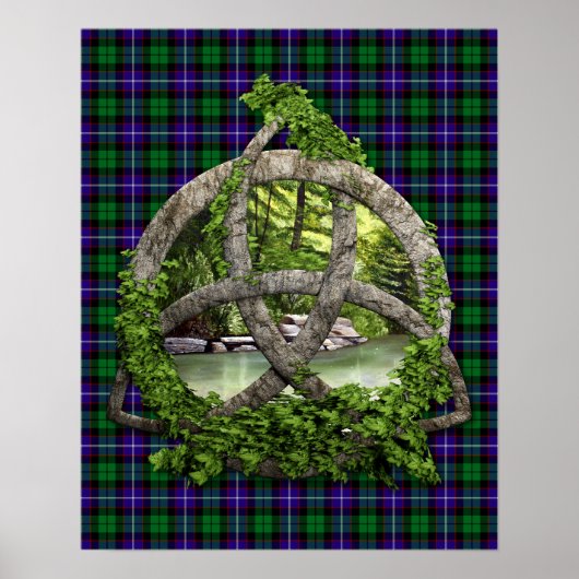 Clan Mitchell Tartan Celtic Trinity Poster (Voorkant)