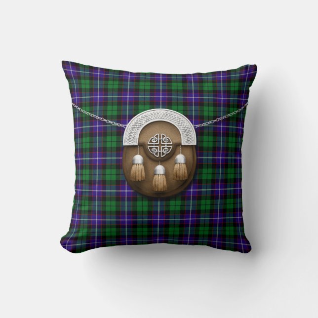 Clan Mitchell Tartan en Sporran Kussen (Voorkant)
