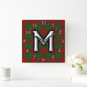 Clan Moncreiffe Moncrief Letter M Monogram Tartan Vierkante Klok (Huis)