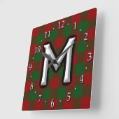 Clan Moncreiffe Moncrief Letter M Monogram Tartan Vierkante Klok (Hoek)