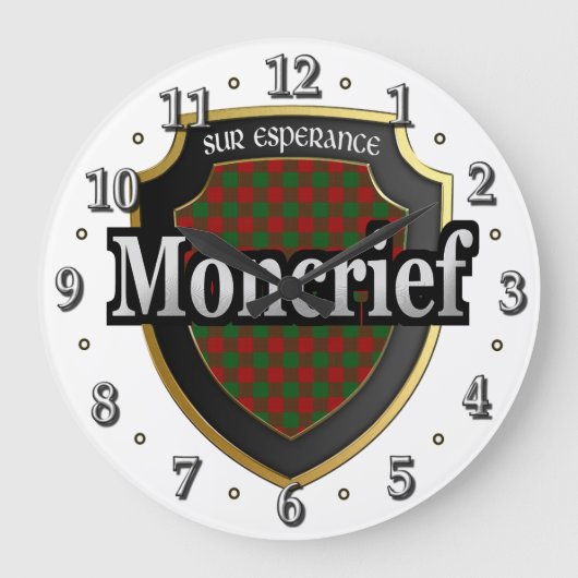 Clan Moncrief Tartan Scottish Dream Clock Grote Klok (Voorkant)