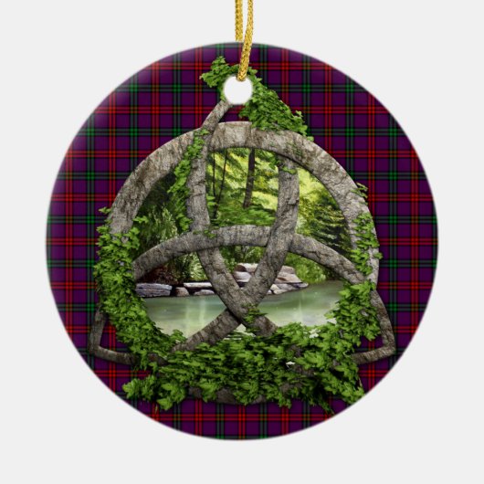 Clan Montgomery Tartan Celtic Trinity Keramisch Ornament (Voorkant)