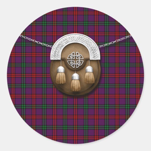 Clan montgomery tartan en sporran ronde sticker (Voorkant)