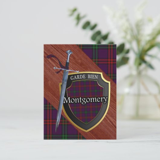 Clan Montgomery Tartan Sword & Shield Briefkaart (Staand voorkant)