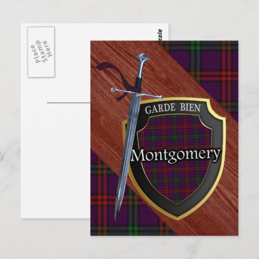 Clan Montgomery Tartan Sword & Shield Briefkaart (Voorkant / Achterkant)