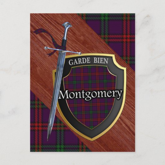 Clan Montgomery Tartan Sword & Shield Briefkaart (Voorkant)