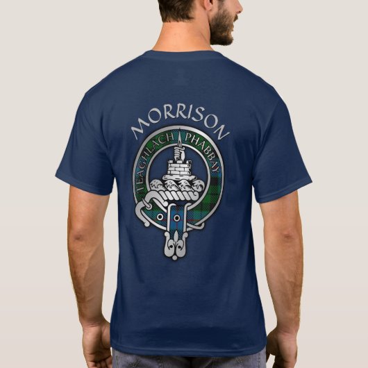 Clan Morrison Crest & Hunting Tartan T-Shirt (Achterkant)