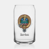 Clan Morrison Crest over het jagen op Tartan Blikvorm Glas (Voorkant)