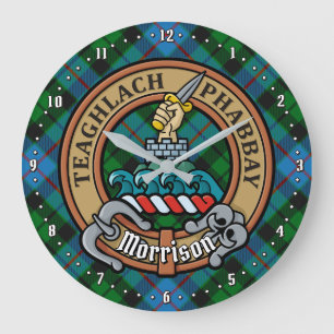Clan Morrison Crest over het jagen op Tartan Grote Klok