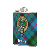 Clan Morrison Crest over het jagen op Tartan Heupfles (Links)