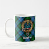 Clan Morrison Crest over het jagen op Tartan Koffiemok (Links)
